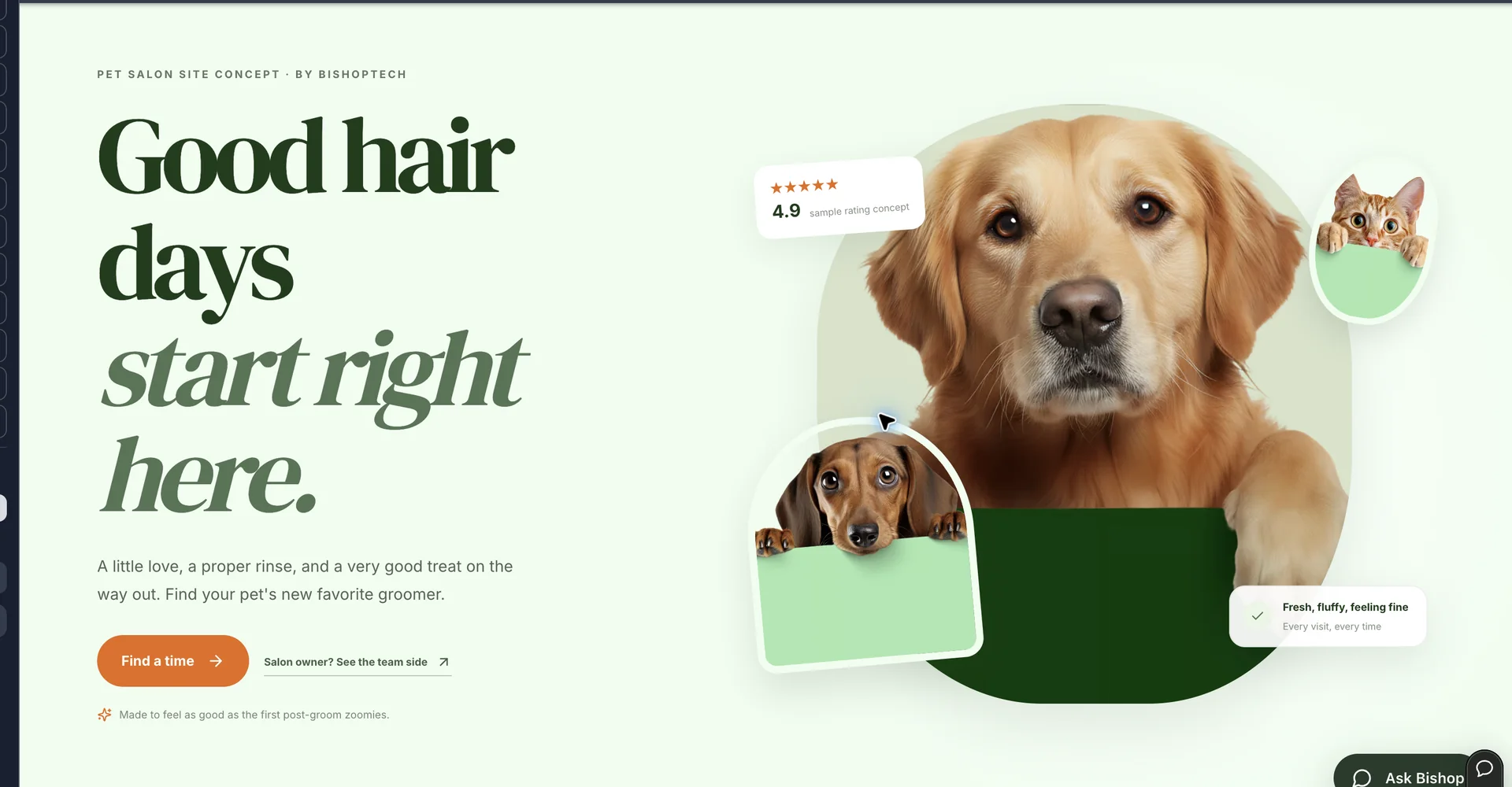 Pet Salon Website landing page preview