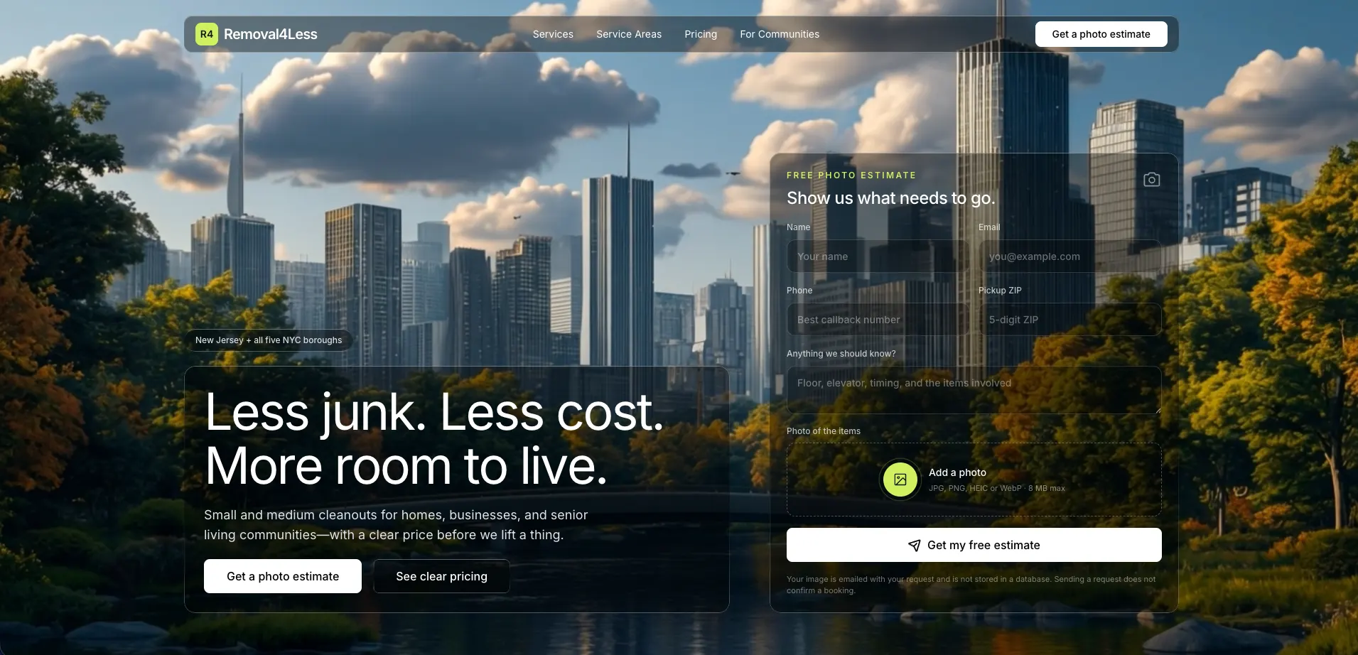 Removal4Less landing page preview