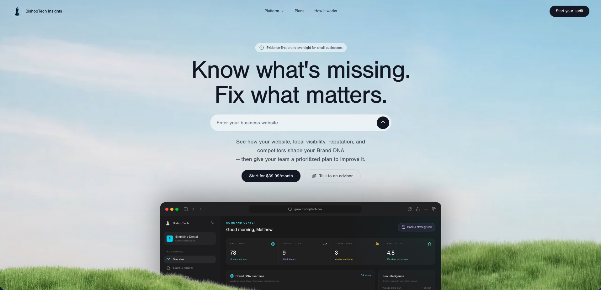 BishopTech Insights landing page preview