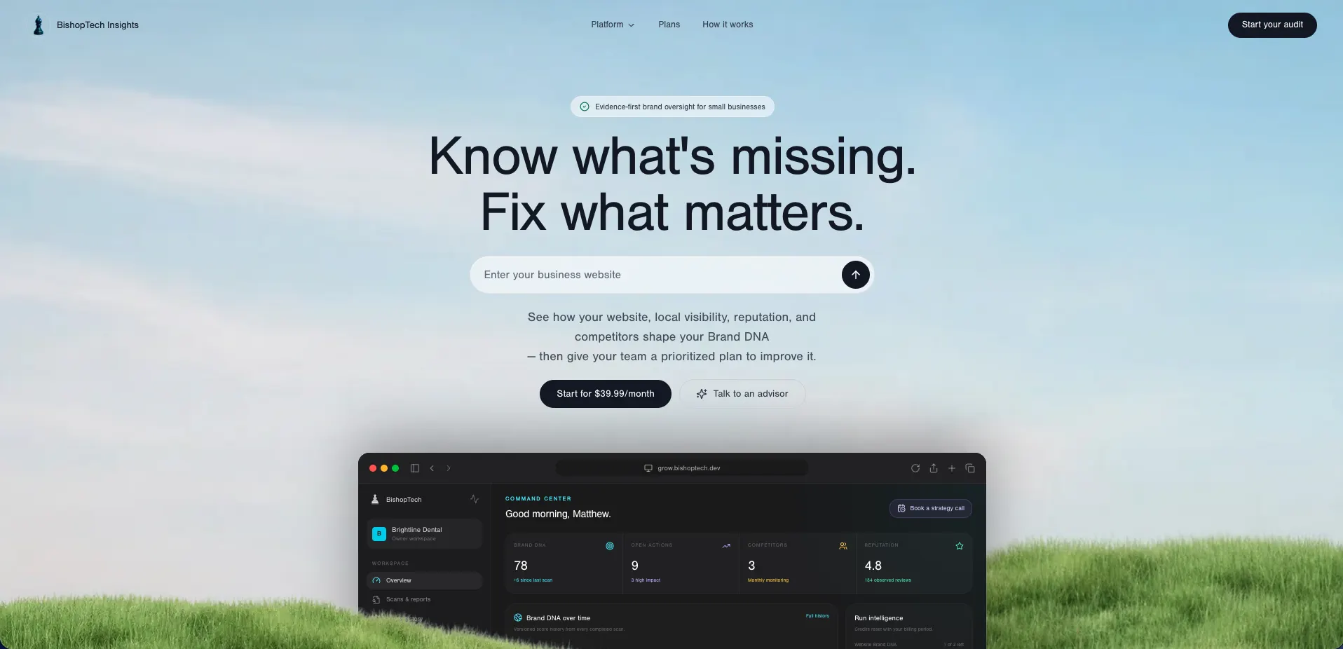 BishopTech Insights landing page preview